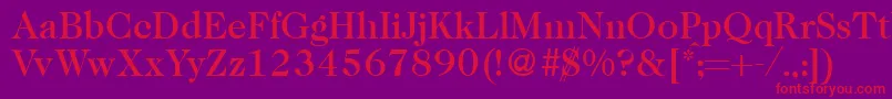 Czcionka Caslon335mediumRegular – czerwone czcionki na fioletowym tle