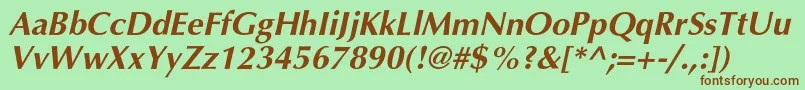 AgopushrcBolditalic Font – Brown Fonts on Green Background