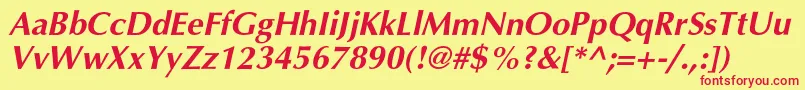 AgopushrcBolditalic Font – Red Fonts on Yellow Background