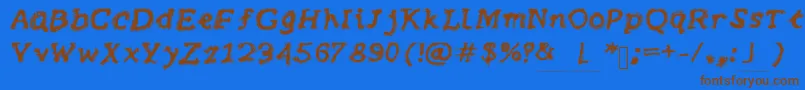 フォントBrushy – 茶色の文字が青い背景にあります。
