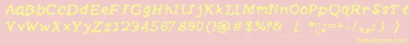 Brushy-fontti – keltaiset fontit vaaleanpunaisella taustalla