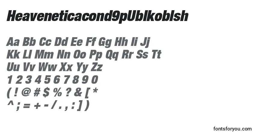 A fonte Heaveneticacond9pUblkoblsh – alfabeto, números, caracteres especiais