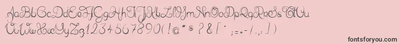 フォントDelphineetmathiasscript – ピンクの背景に黒い文字