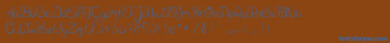 フォントDelphineetmathiasscript – 茶色の背景に青い文字