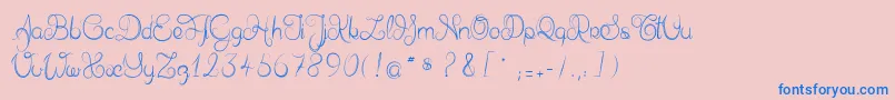 Fonte Delphineetmathiasscript – fontes azuis em um fundo rosa