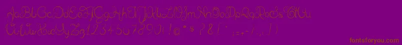 Delphineetmathiasscript-fontti – ruskeat fontit violetilla taustalla