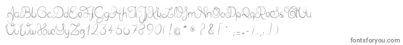Delphineetmathiasscript-fontti – harmaat kirjasimet valkoisella taustalla