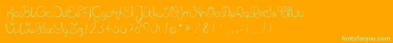Delphineetmathiasscript-fontti – vihreät fontit oranssilla taustalla