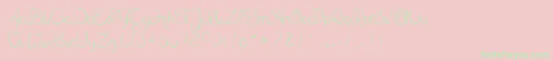 Fonte Delphineetmathiasscript – fontes verdes em um fundo rosa