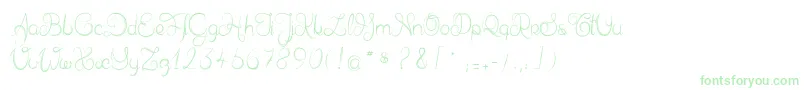 フォントDelphineetmathiasscript – 白い背景に緑のフォント