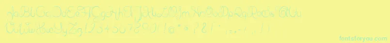 Delphineetmathiasscript-fontti – vihreät fontit keltaisella taustalla