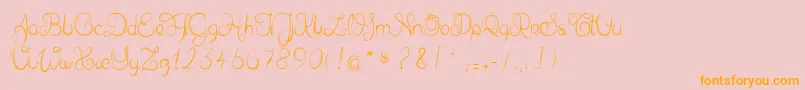 Delphineetmathiasscript-Schriftart – Orangefarbene Schriften auf rosa Hintergrund