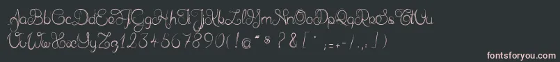 フォントDelphineetmathiasscript – 黒い背景にピンクのフォント