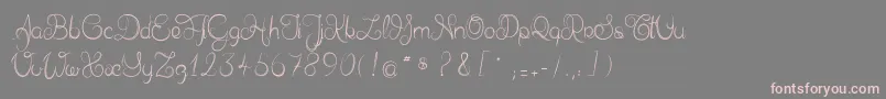 フォントDelphineetmathiasscript – 灰色の背景にピンクのフォント