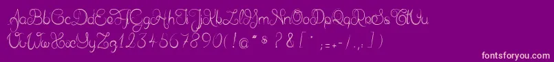 Delphineetmathiasscript-fontti – vaaleanpunaiset fontit violetilla taustalla