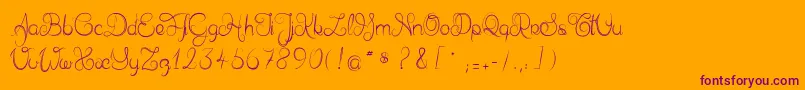 Delphineetmathiasscript-Schriftart – Violette Schriften auf orangefarbenem Hintergrund
