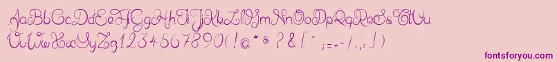 フォントDelphineetmathiasscript – ピンクの背景に紫のフォント