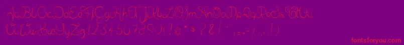 Delphineetmathiasscript-Schriftart – Rote Schriften auf violettem Hintergrund