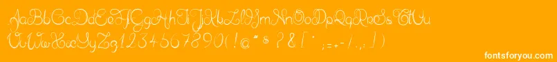 Delphineetmathiasscript-Schriftart – Weiße Schriften auf orangefarbenem Hintergrund