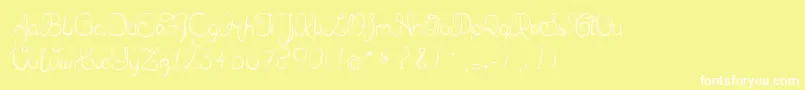 Fonte Delphineetmathiasscript – fontes brancas em um fundo amarelo