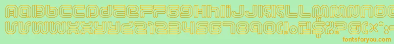 VectroidAstro-Schriftart – Orangefarbene Schriften auf grünem Hintergrund