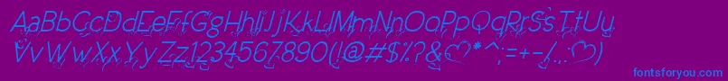 DreamLoveValentineLightItalic Font – Blue Fonts on Purple Background