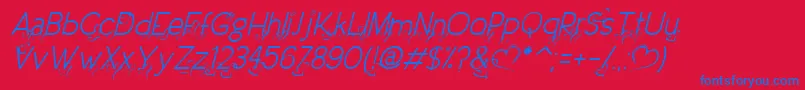 DreamLoveValentineLightItalic-Schriftart – Blaue Schriften auf rotem Hintergrund