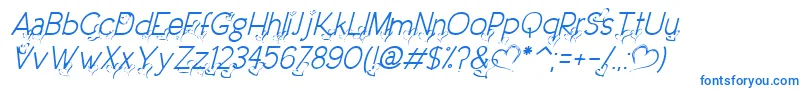 DreamLoveValentineLightItalic-fontti – siniset fontit valkoisella taustalla