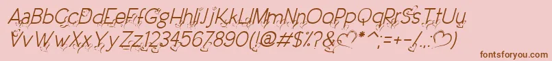 DreamLoveValentineLightItalic Font – Brown Fonts on Pink Background