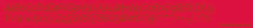 DreamLoveValentineLightItalic-Schriftart – Braune Schriften auf rotem Hintergrund