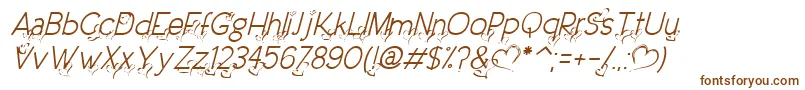 DreamLoveValentineLightItalic Font – Brown Fonts on White Background