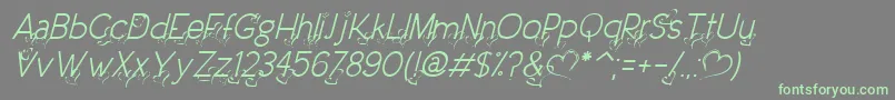 DreamLoveValentineLightItalic Font – Green Fonts on Gray Background