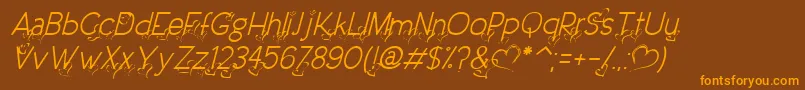 DreamLoveValentineLightItalic Font – Orange Fonts on Brown Background