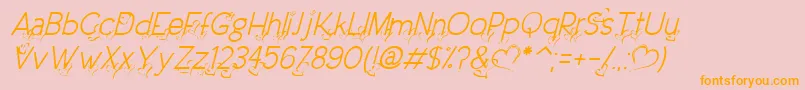 DreamLoveValentineLightItalic-Schriftart – Orangefarbene Schriften auf rosa Hintergrund