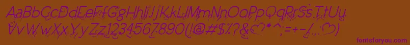 DreamLoveValentineLightItalic Font – Purple Fonts on Brown Background