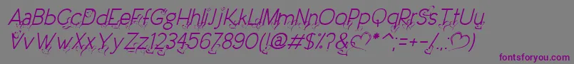 DreamLoveValentineLightItalic-fontti – violetit fontit harmaalla taustalla
