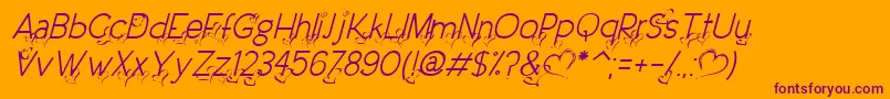 DreamLoveValentineLightItalic Font – Purple Fonts on Orange Background