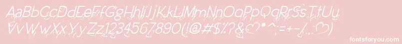 Lisätietoja DreamLoveValentineLightItalic-fontista DreamLoveValentineLightItalic-fontti – valkoiset fontit vaaleanpunaisella taustalla
