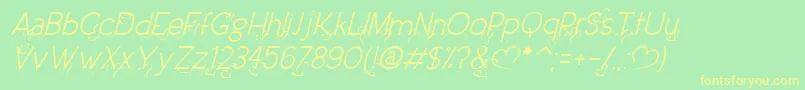 fuente DreamLoveValentineLightItalic – Fuentes Amarillas Sobre Fondo Verde