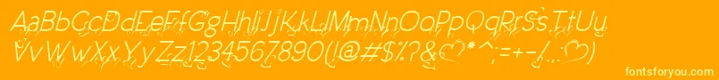Шрифт DreamLoveValentineLightItalic – жёлтые шрифты на оранжевом фоне