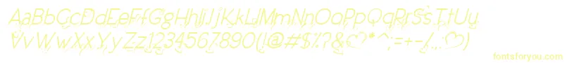 DreamLoveValentineLightItalic Font – Yellow Fonts on White Background