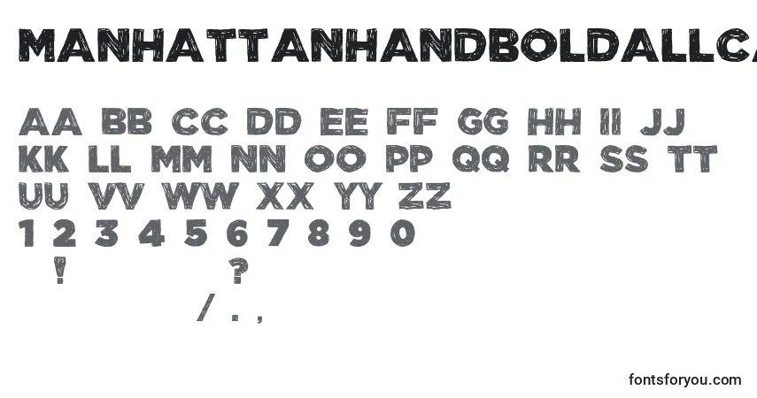 Schriftart ManhattanHandBoldAllCaps – Alphabet, Zahlen, spezielle Symbole
