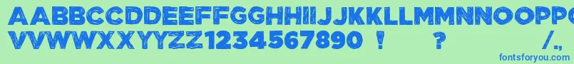 ManhattanHandBoldAllCaps Font – Blue Fonts on Green Background