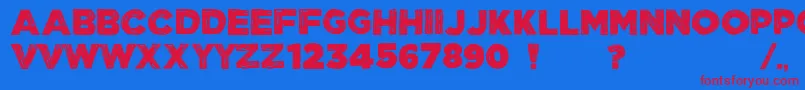 ManhattanHandBoldAllCaps Font – Red Fonts on Blue Background