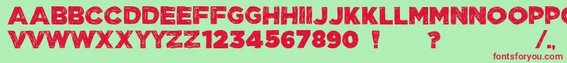 ManhattanHandBoldAllCaps Font – Red Fonts on Green Background