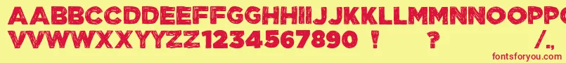 ManhattanHandBoldAllCaps-fontti – punaiset fontit keltaisella taustalla