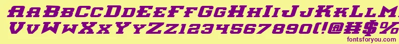 InterceptorBoldExpitalic Font – Purple Fonts on Yellow Background