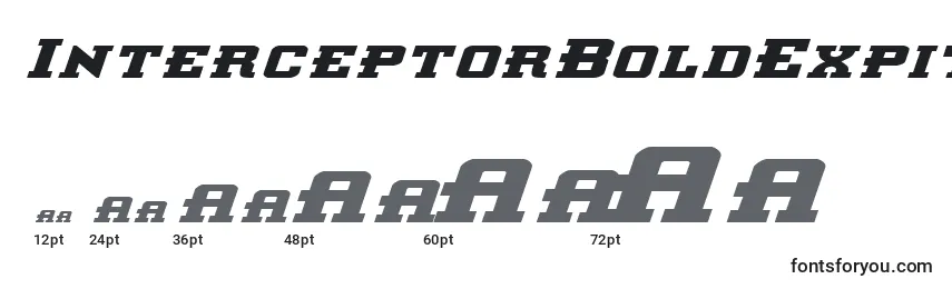 Размеры шрифта InterceptorBoldExpitalic