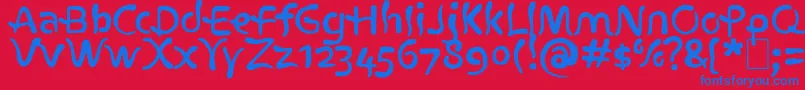 フォントAtlantius – 赤い背景に青い文字