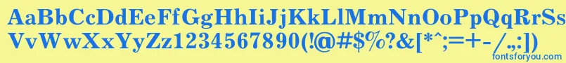 フォントJournal7 – 青い文字が黄色の背景にあります。